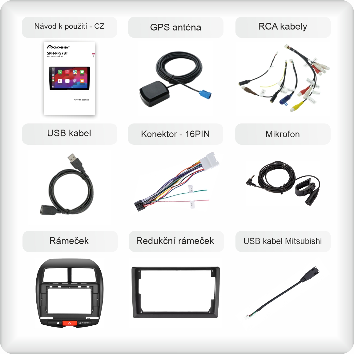 CZ příslušenství pro autorádio Pioneer SPH - PF97BT pro Mitsubishi ASX outlander iii citroen c4 aircross peugeot 4008 carplay a android auto evtech_cz